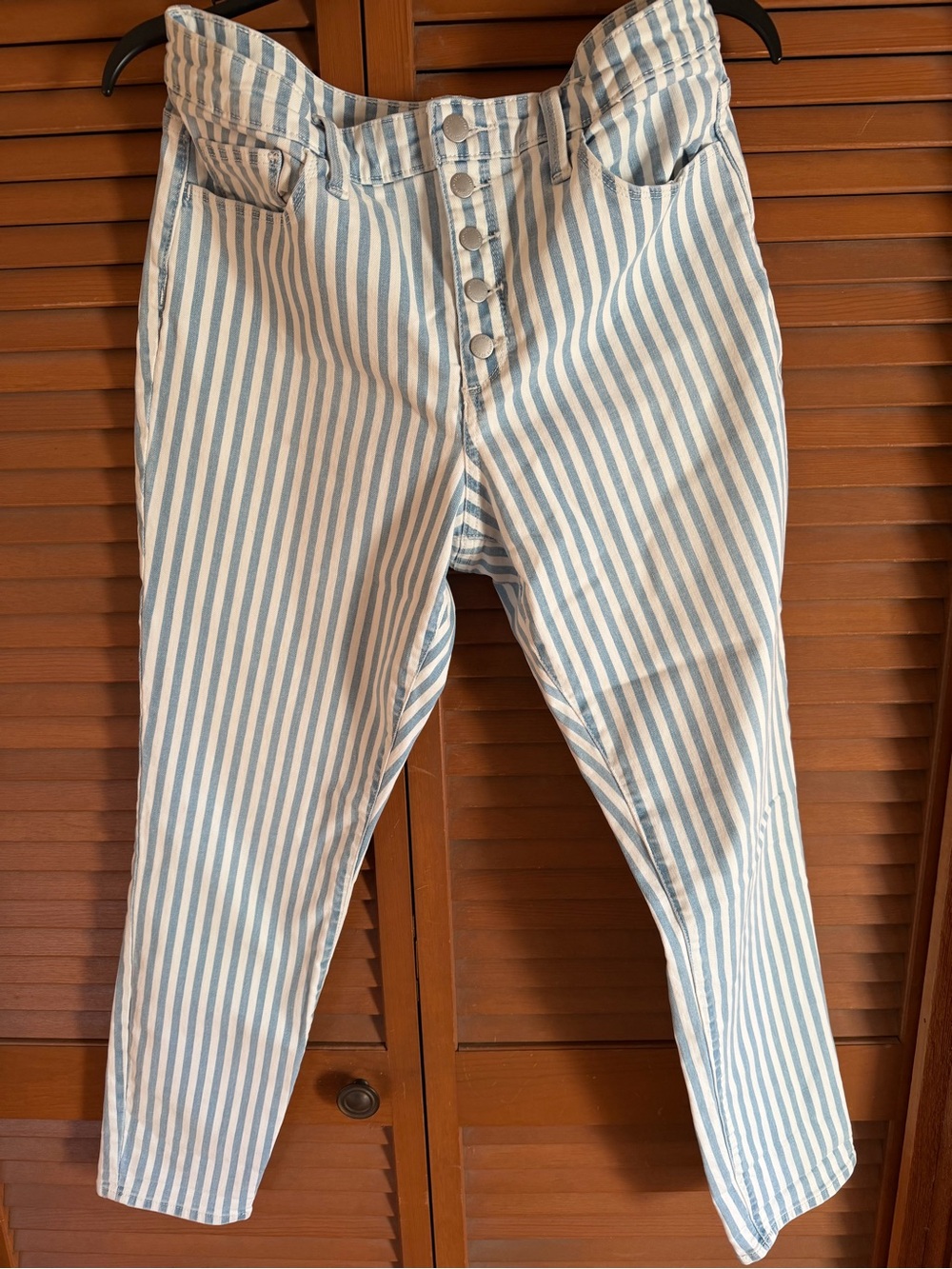 Universal Thread Light Blue and White Striped High-Rise Chinos